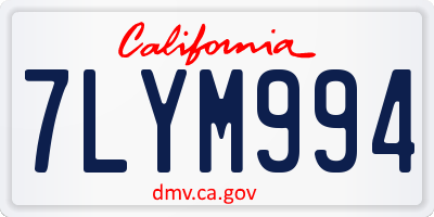 CA license plate 7LYM994