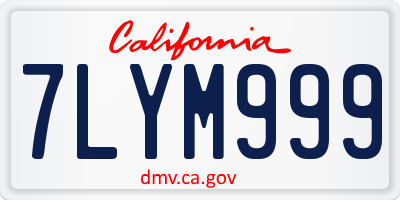 CA license plate 7LYM999