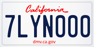 CA license plate 7LYN000