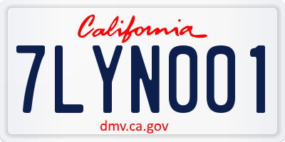 CA license plate 7LYN001