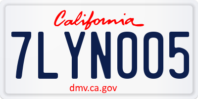 CA license plate 7LYN005