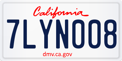 CA license plate 7LYN008