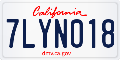 CA license plate 7LYN018