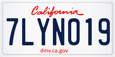CA license plate 7LYN019