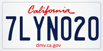 CA license plate 7LYN020