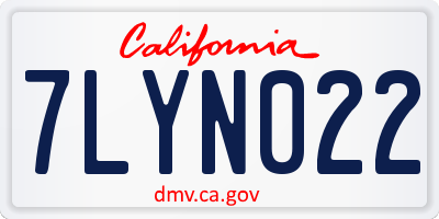 CA license plate 7LYN022