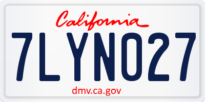 CA license plate 7LYN027