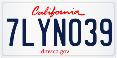CA license plate 7LYN039