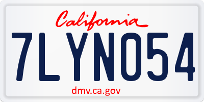 CA license plate 7LYN054