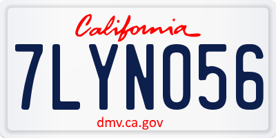 CA license plate 7LYN056