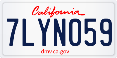 CA license plate 7LYN059