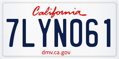 CA license plate 7LYN061