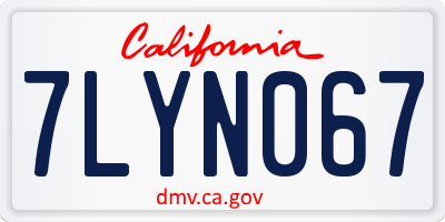 CA license plate 7LYN067