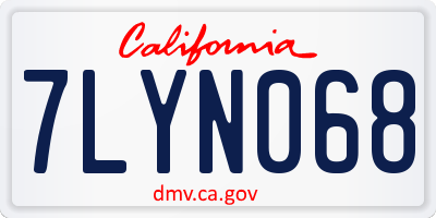 CA license plate 7LYN068
