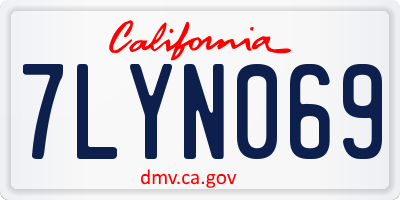 CA license plate 7LYN069