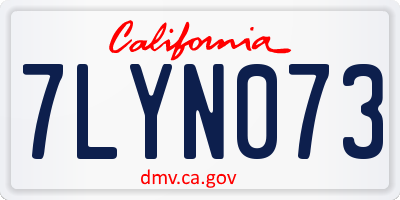 CA license plate 7LYN073