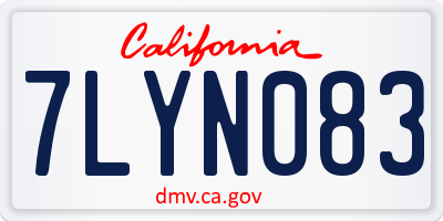 CA license plate 7LYN083