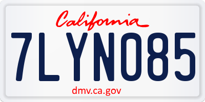 CA license plate 7LYN085