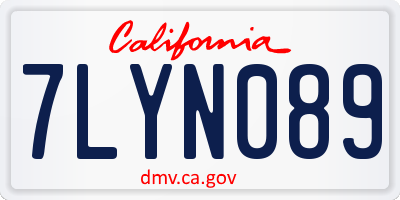 CA license plate 7LYN089