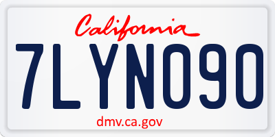 CA license plate 7LYN090
