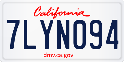 CA license plate 7LYN094