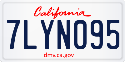 CA license plate 7LYN095