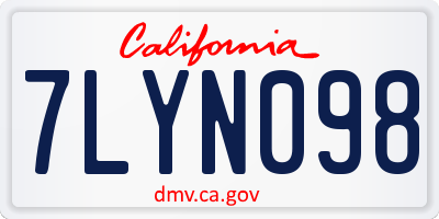 CA license plate 7LYN098