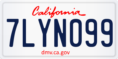 CA license plate 7LYN099
