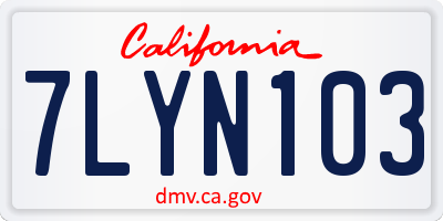 CA license plate 7LYN103
