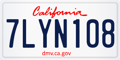 CA license plate 7LYN108