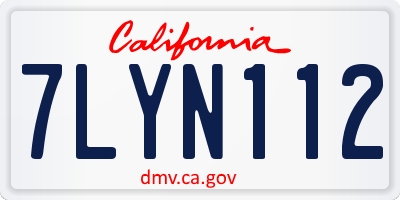 CA license plate 7LYN112