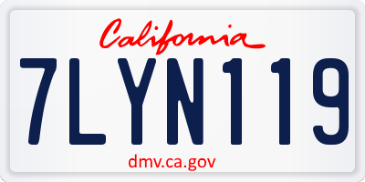 CA license plate 7LYN119