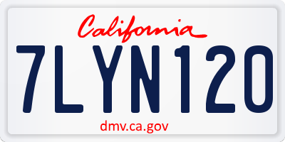 CA license plate 7LYN120