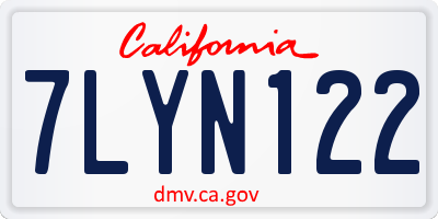 CA license plate 7LYN122