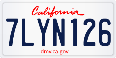 CA license plate 7LYN126