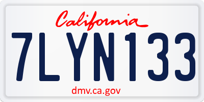 CA license plate 7LYN133