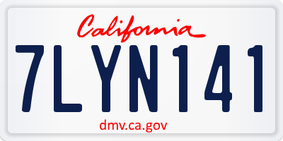 CA license plate 7LYN141