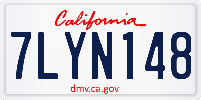 CA license plate 7LYN148
