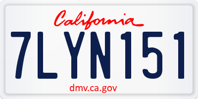 CA license plate 7LYN151