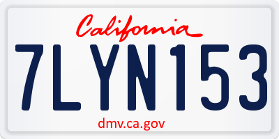 CA license plate 7LYN153
