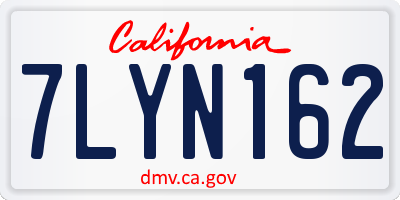 CA license plate 7LYN162