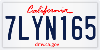 CA license plate 7LYN165