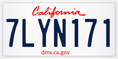 CA license plate 7LYN171
