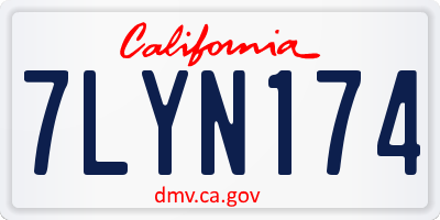 CA license plate 7LYN174