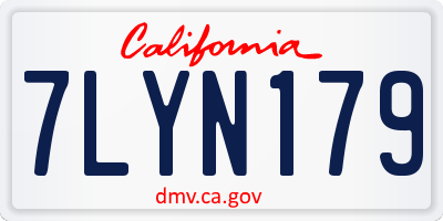 CA license plate 7LYN179