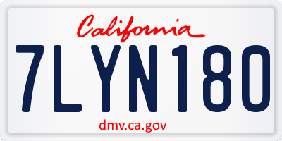 CA license plate 7LYN180