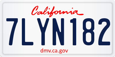 CA license plate 7LYN182