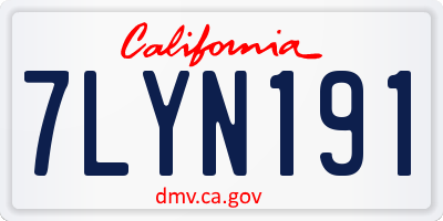 CA license plate 7LYN191