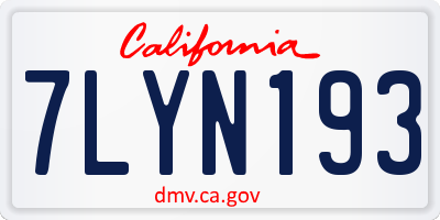 CA license plate 7LYN193