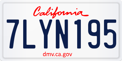 CA license plate 7LYN195